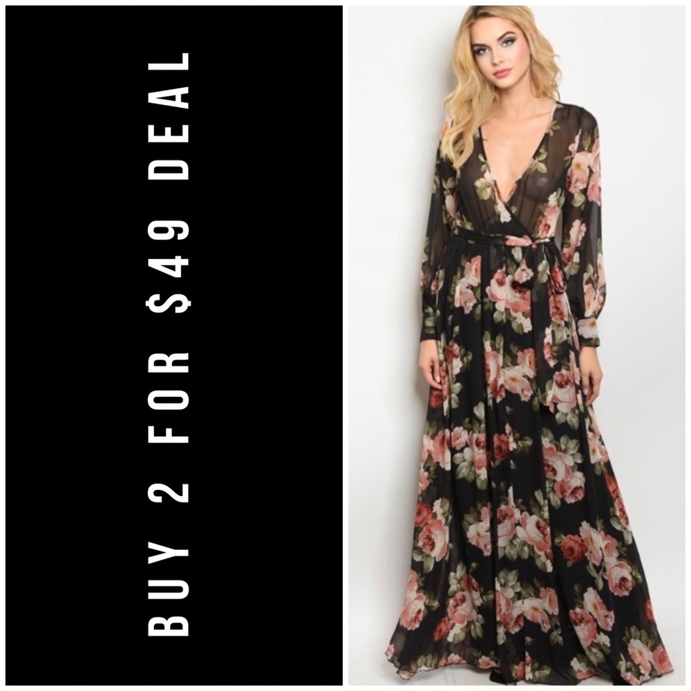 ☀️BLACK FLORAL PRINT DRESS
